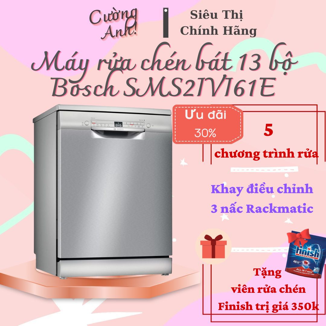 Máy Rửa chén Bát Bosch Wifi SMS2IVI61E Serie 2, thông minh tiện lợi với sức chứa 13 bộ - Hàng chính hãng