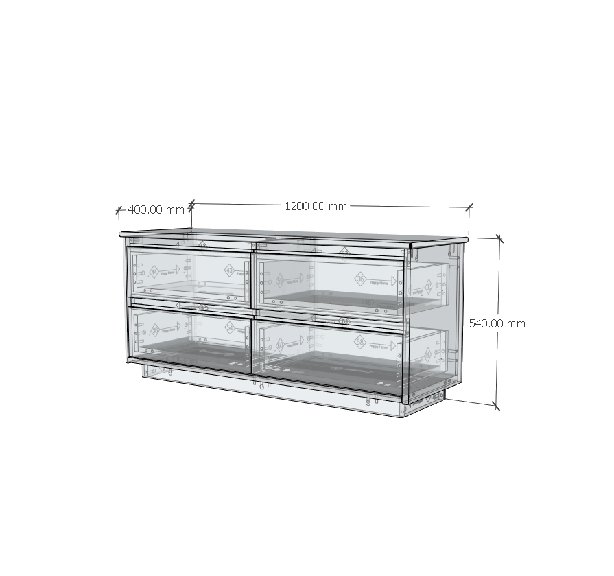 HAPPY FURNITURE , Gỗ tự nhiên , Tủ lưu trữ 4 ngăn kéo - GALI , THK_176 , 120cm x 40cm x 54cm