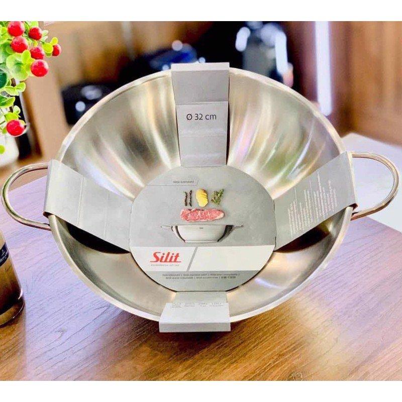 Chảo Xào 2 Quai Silit Wok 32cm, Chất Liệu Thép Không Gỉ Nguyên Khối, Dùng Cho Mọi Loại Bếp, Nhập Đức Chính Hãng