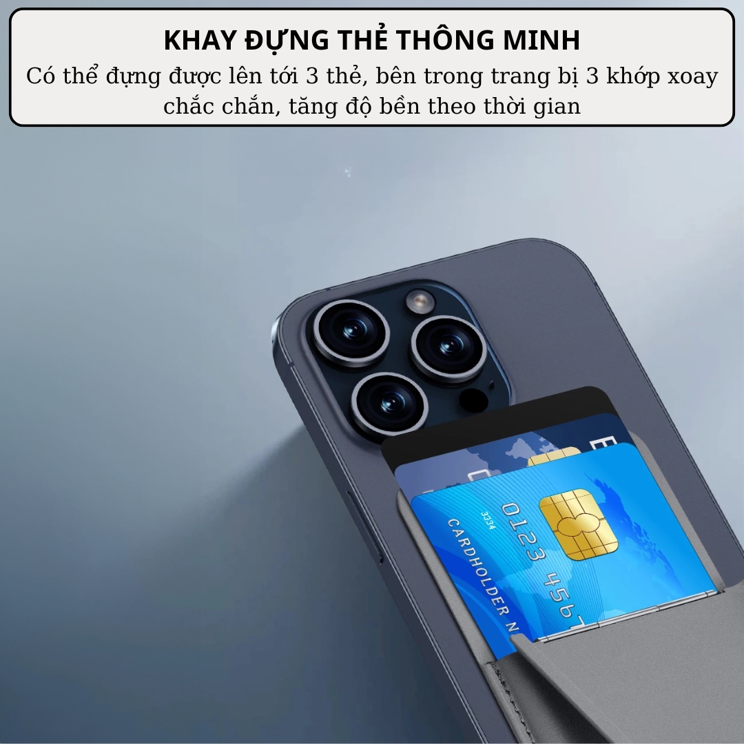 Ví da đựng Card từ tính tích hợp giá đỡ đa năng hiệu WiWU Mag Wallet ATM Visa Card Holder cho iPhone / điện thoại samsung - Hàng nhập khẩu