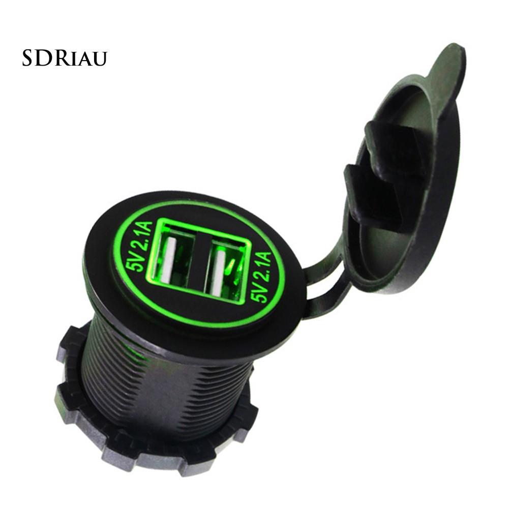 Củ sạc 2 cổng tích hợp màn hình LED 5V 2.1A cho xe hơi
