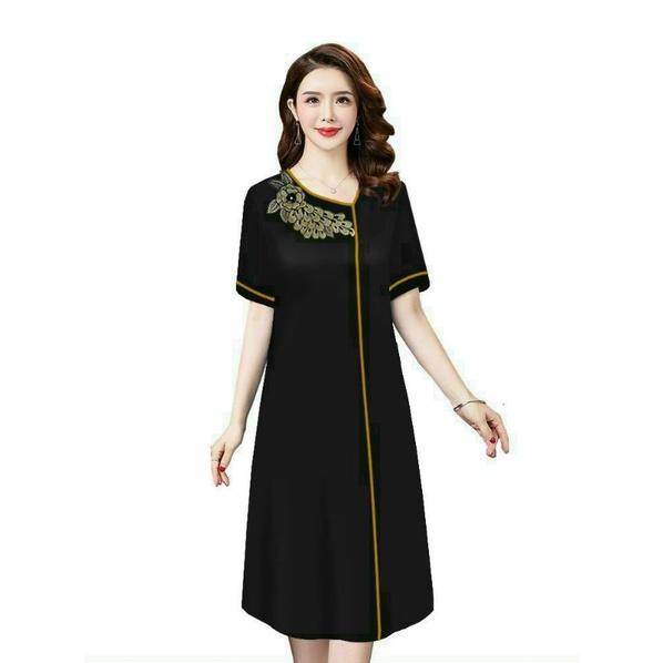 ĐẦM SUÔNG ĐẮP HỌA TIẾT THÊU PHỐI VIỀN