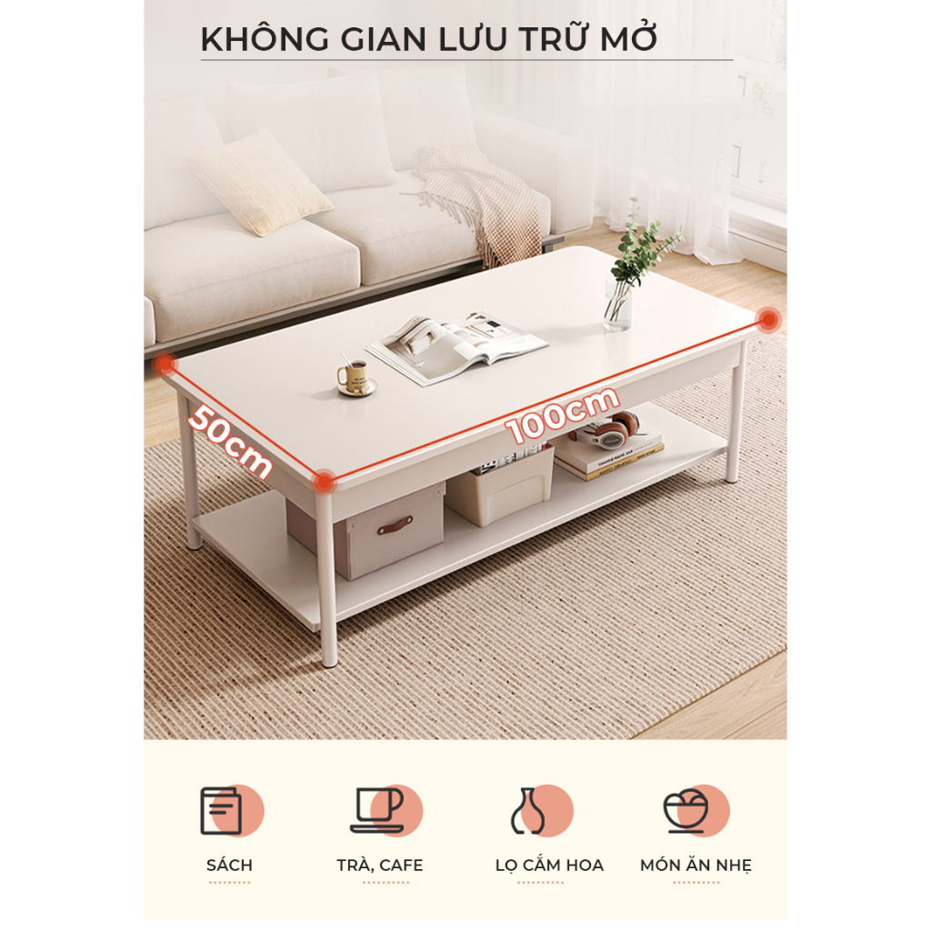 Bàn Trà Sofa 2Tầng Phong Cách Hiện Đại Khung Thép Chống Gỉ An Toàn AM137