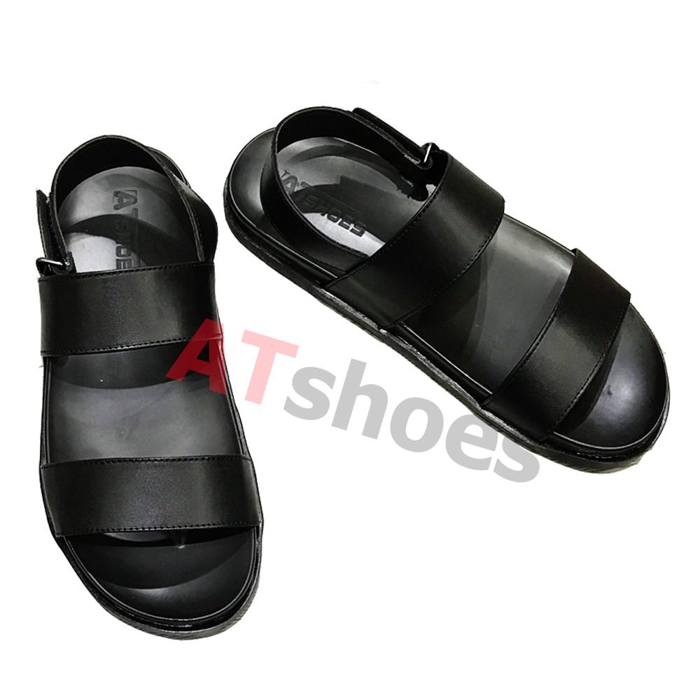 Giày Sandal Nam Dép Quai Hậu Nam Da Bò Thật Cao Cấp, Đế Êm Bên Atshoes Atxd1120 (Đen