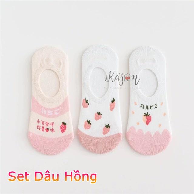 Set 3 Đôi Vớ Hài Họa Tiết Trái Cây Xuân Hè