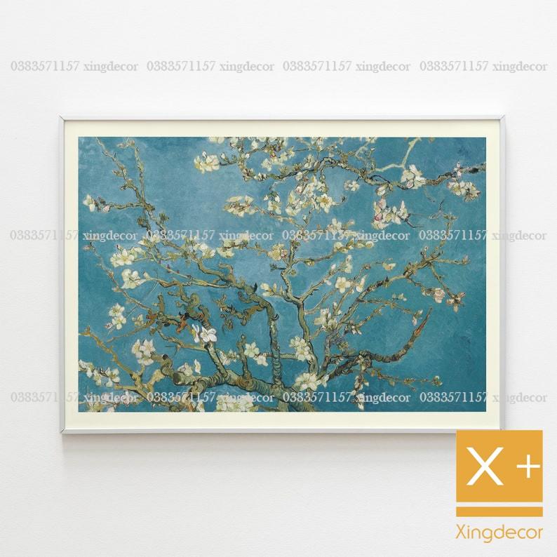 Tranh Van Gogh Almond Blossom, tranh treo tường có khung và móc tặng kèm