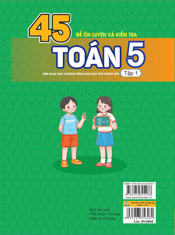 Sách - 45 Đề Ôn Luyện Và Kiểm Tra Toán 5 - Biên soạn theo chương trình GDPT mới - ndbooks