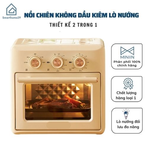 Nồi Chiên Không Dầu Kiêm lò Nướng Đa Năng Kiểm Soát Nhiệt Độ - Dung Tích 15 Lít - Hàng Chính Hãng MINIIN