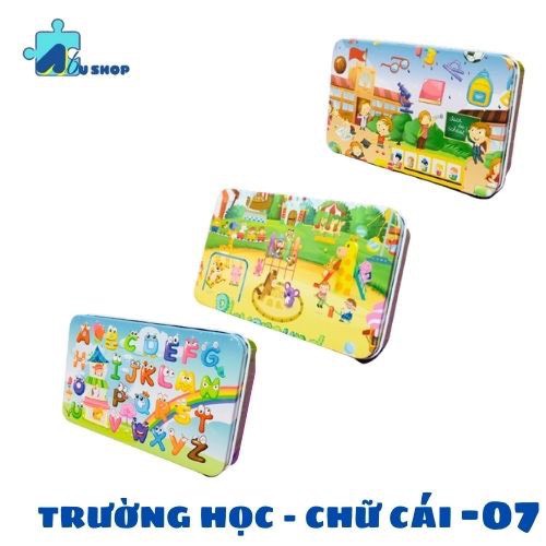 Đồ chơi GHÉP HÌNH 60 MẢNH HỘP SẮT thông minh cho bé - Đồ chơi xếp hình cho bé trai bé gái trí tuệ