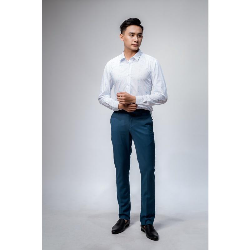 OWEN - Áo sơ mi dài tay Owen Slimfit chất sợi tre màu trắng in hình 23371