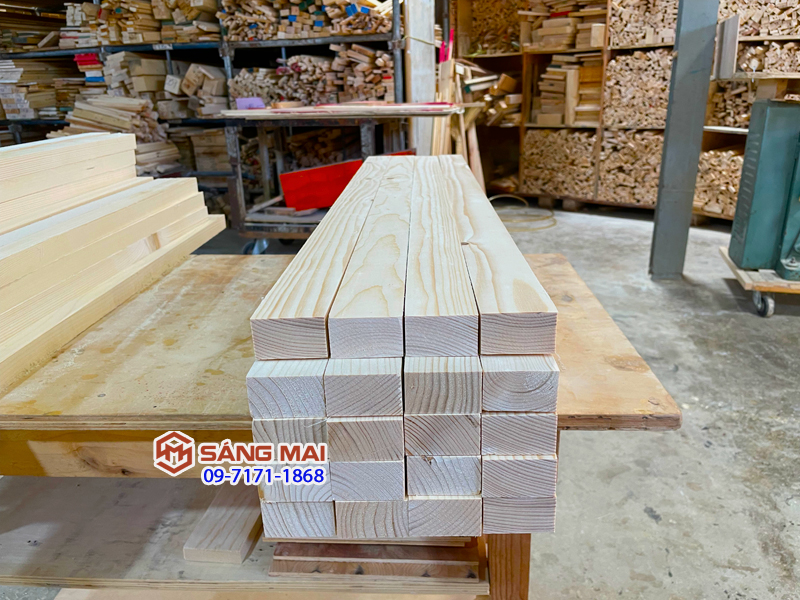 [MS141] Thanh gỗ thông dày 4cm x mặt rộng 6cm x dài 120cm + láng mịn 4 mặt
