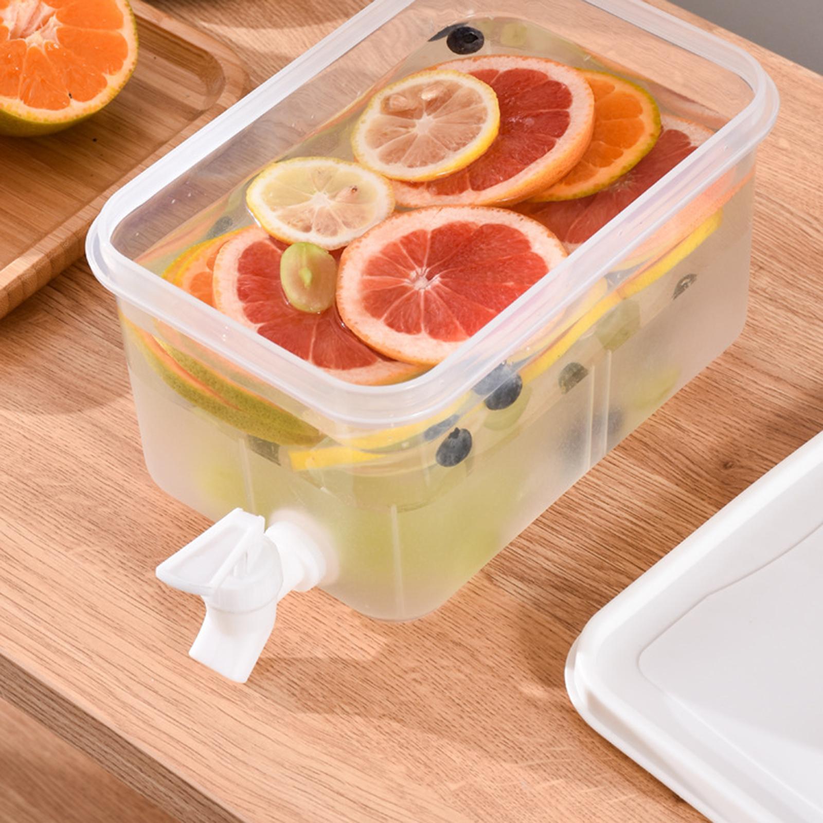 Iced Beverage Dispenser,Plastic Drink Dispenser Refrigerator Bottle Drinking Water Dispenser Cold Kettle with Faucet Beverage Container