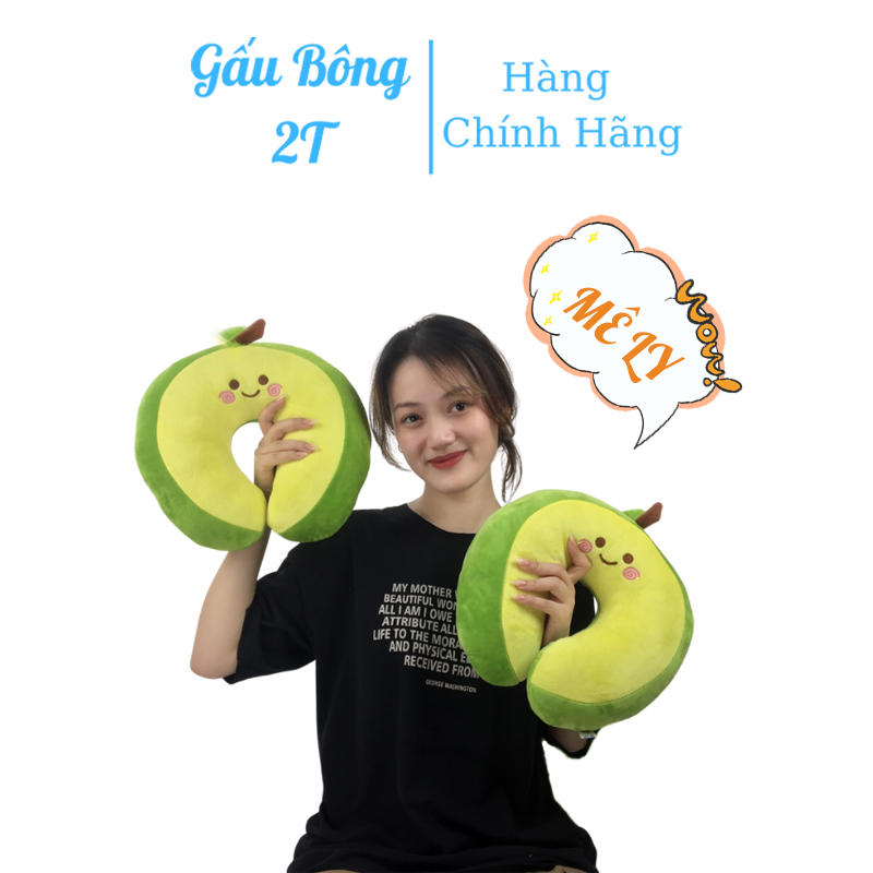 Gấu Bông Gối Ngủ Gối Tựa Chữ U Trái Bơ 2T Ngộ Nghĩnh