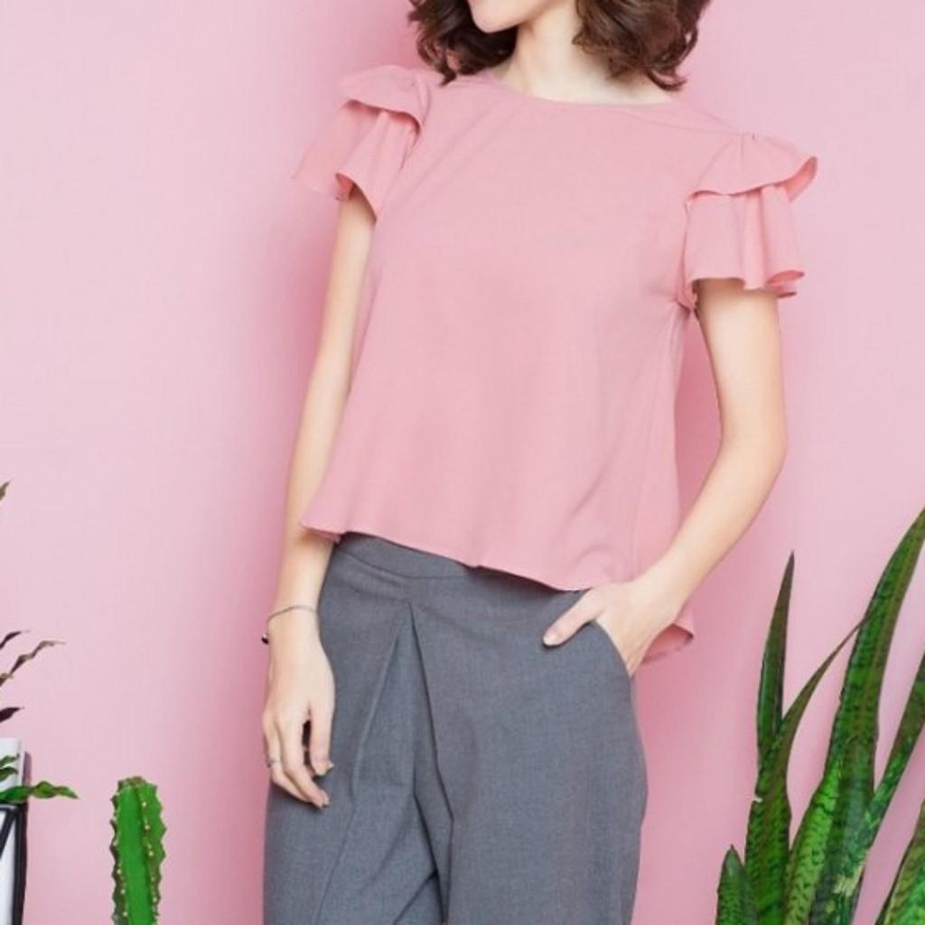 Áó Cổ Tròn Tay Nhún 2 Tầng