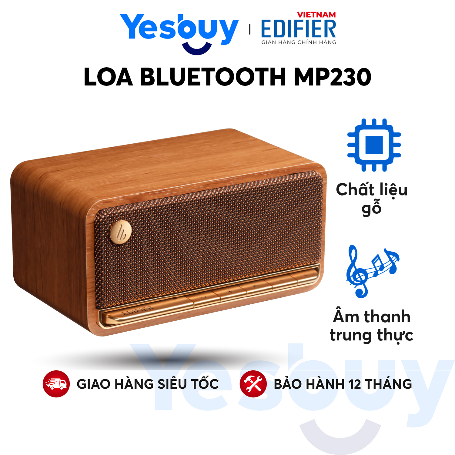 Loa Bluetooth 5.0 EDIFIER MP230 Thiết kế cổ điển Vỏ gỗ chống dội âm - Âm thanh strereo, Thời lượng pin 10h Playtime - Hàng Chính Hãng - Bảo Hành 12 Tháng
