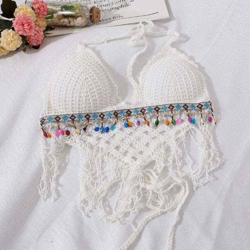56-Set đồ bơi bikini sợi móc + ren 3 món đi biển mùa hè( có bán lẻ)