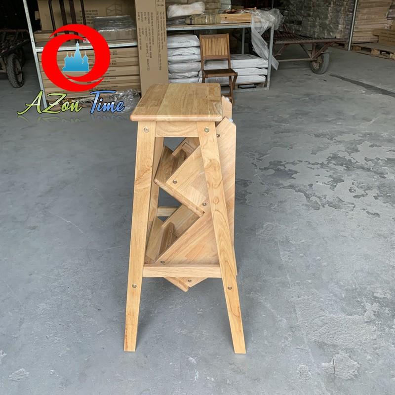 Ghế Đa Năng 3 Bậc Xếp Gọn, Ghế Thắp Nhanh Gỗ Cao Su Cao 85cm - Azonshop
