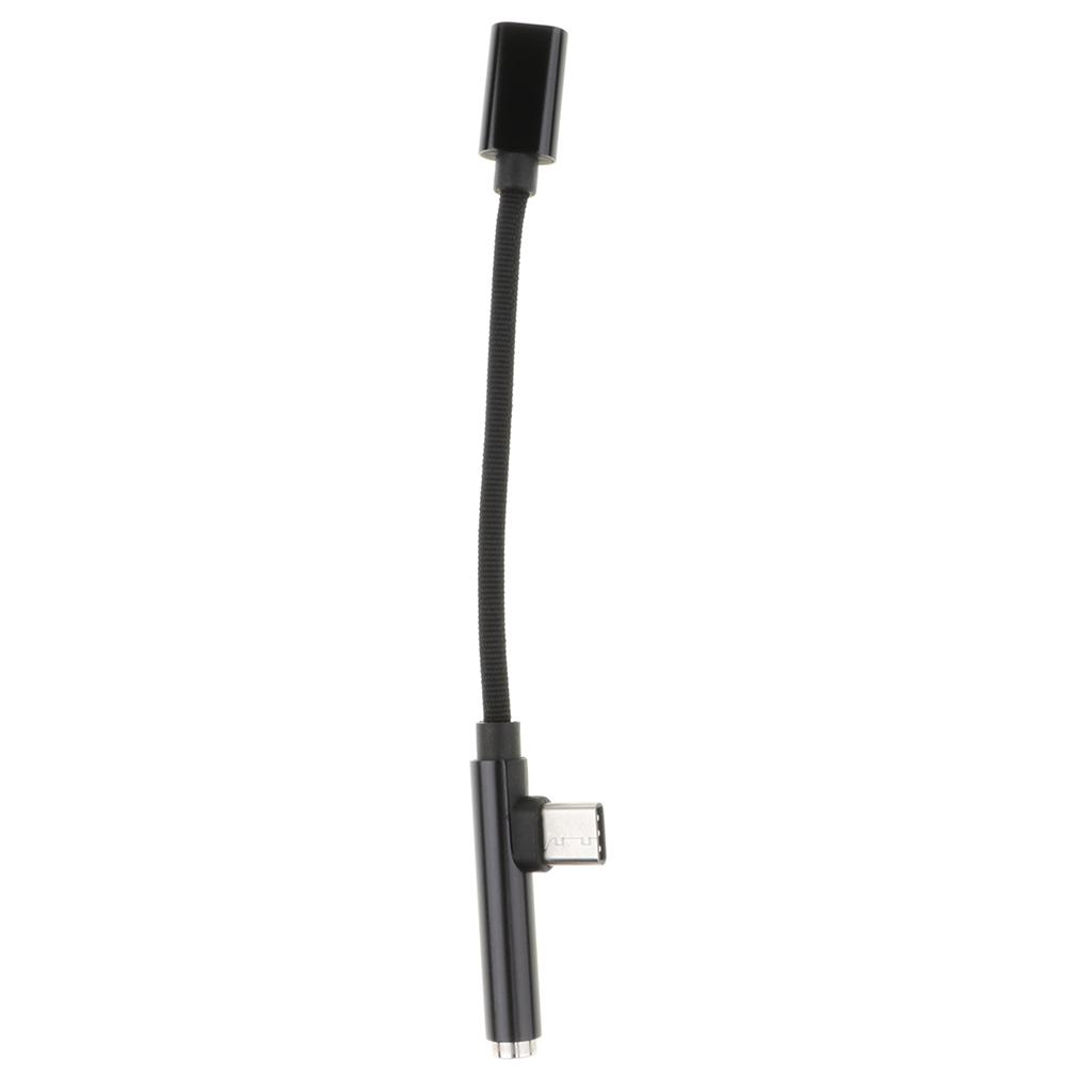 Adapter Splitter USB TypeC to AUX Audio 3.5mm+Charge Cable for Android Black
