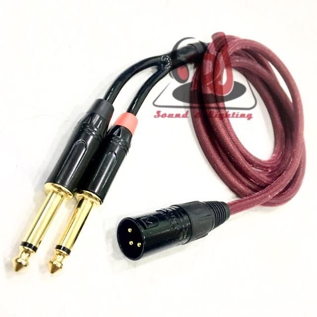 Dây Jack chia XLR đực ra 2 đầu Jack 6 ly thẳng dài 2m