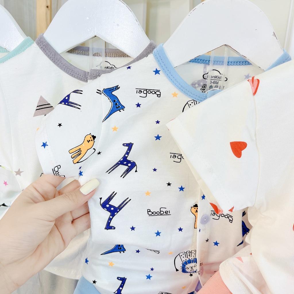 Bộ cộc tay vải thun lạnh cao cấp cho bé sơ sinh 3-11kg, cài cúc giữa tiện lợi, siêu mềm mát, thấm hút mồ hôi -
