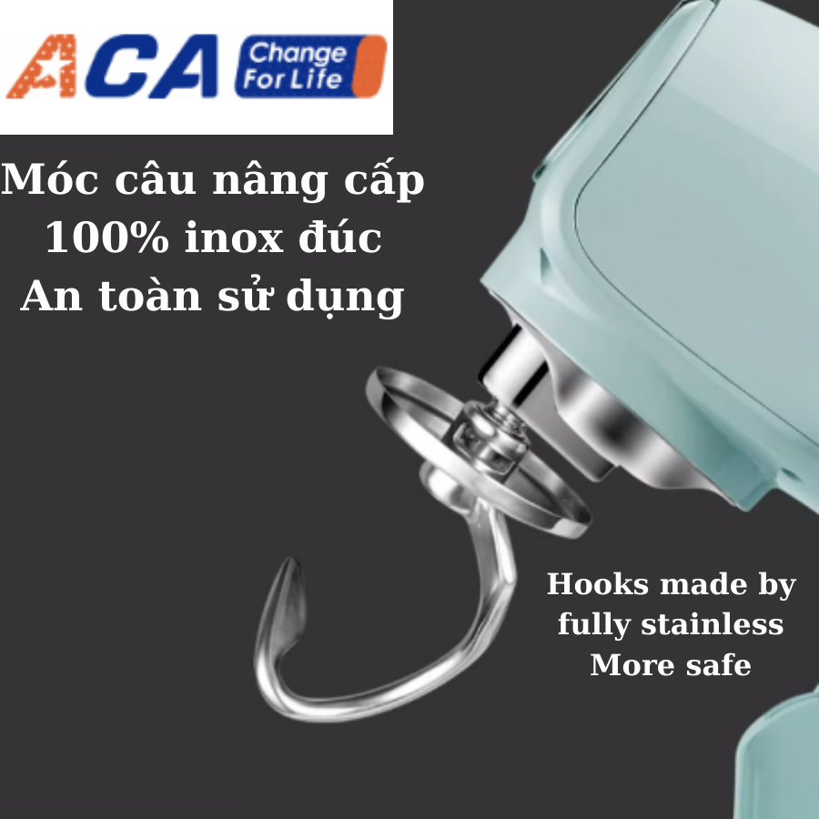 Máy trộn bột đánh kem ACA ASM-DC830 4.5L 1200W thân kim loại cao cấp trộn 1.5 kg bột hỗn hợp - Hàng chính hãng - thương hiệu Bắc Mỹ