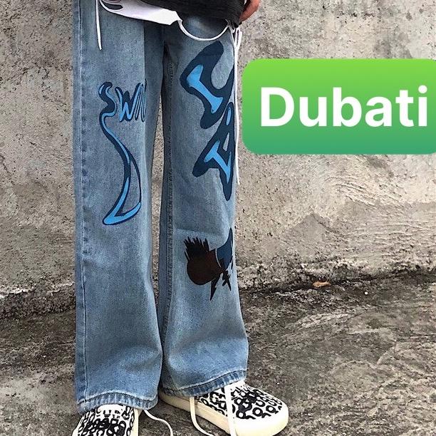 QUẦN BAGGY NAM, QUẦN JEAN NAM IN CHỮ KIỂU MỚI HOT TREND 2021- DB 43- DUBATI FASHION
