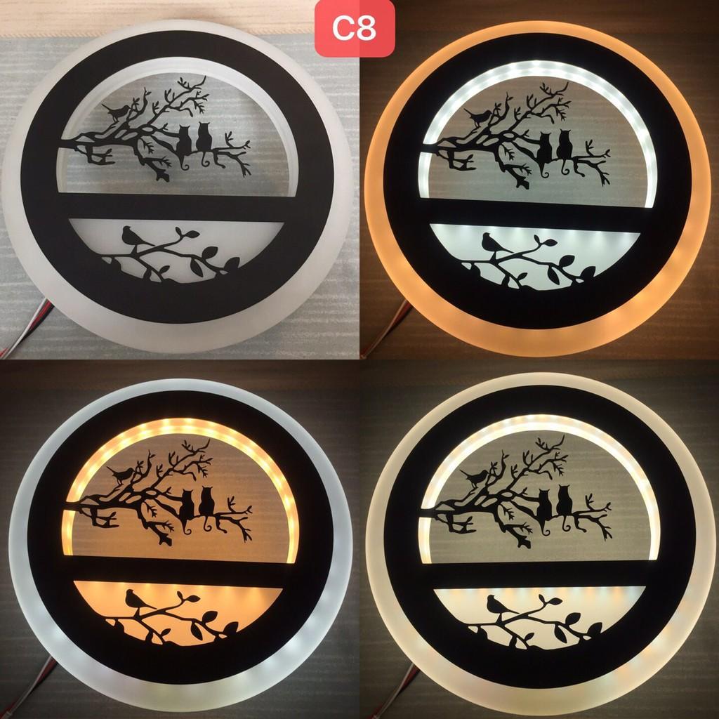 Đèn tường LED Cafe C8 3 chế độ màu ánh sáng họa tiết độc đáo