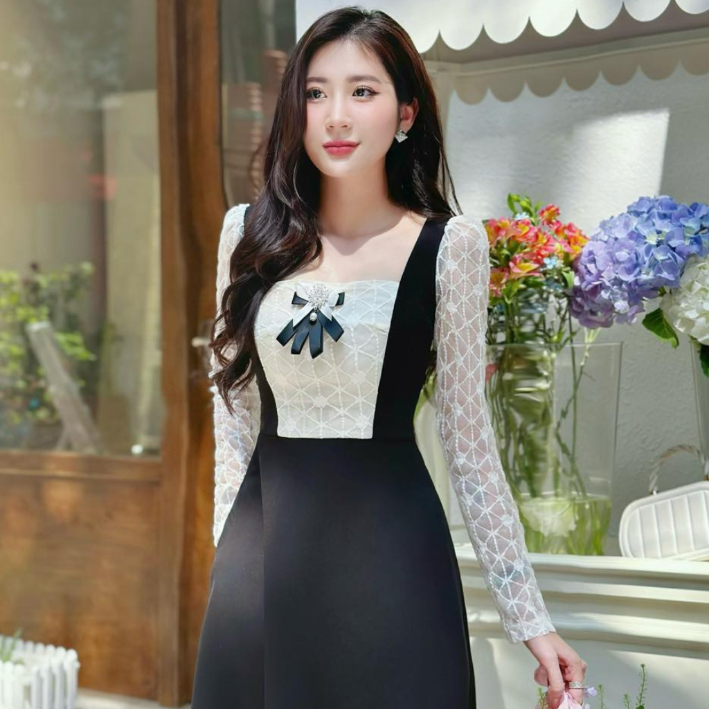 Đầm Thiết Kế MAY PS57 Chất Liệu Tuyết Mưa Phối Ren Tặng Kèm Tag Nơ - Đầm Dự Tiệc Sang Trọng Chuẩn MAY