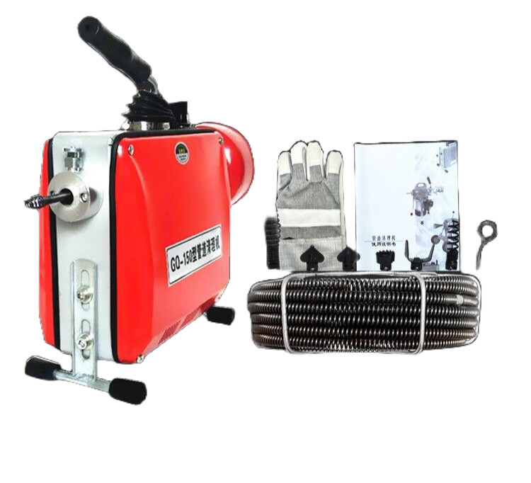 Máy thông tắc GQ185-1000W tặng kèm kèm cuộn dây đường kính 16mm dài 15m và 4,5 mét dây lò xo phi 8