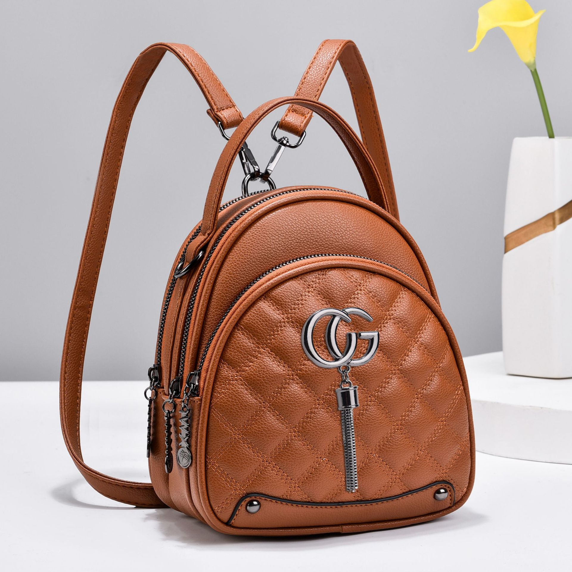 Balo nữ mini thời trang da mềm 3in1 nhiều ngăn tiện dụng, đeo 2 kiểu balo và túi, phù hợp đi làm, đi chơi