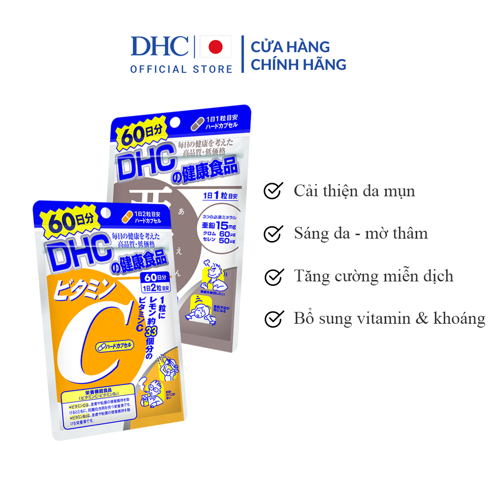 Combo Viên uống DHC Ngăn Ngừa Mụn - Mờ Thâm (Kẽm ZinC+VitaminC)