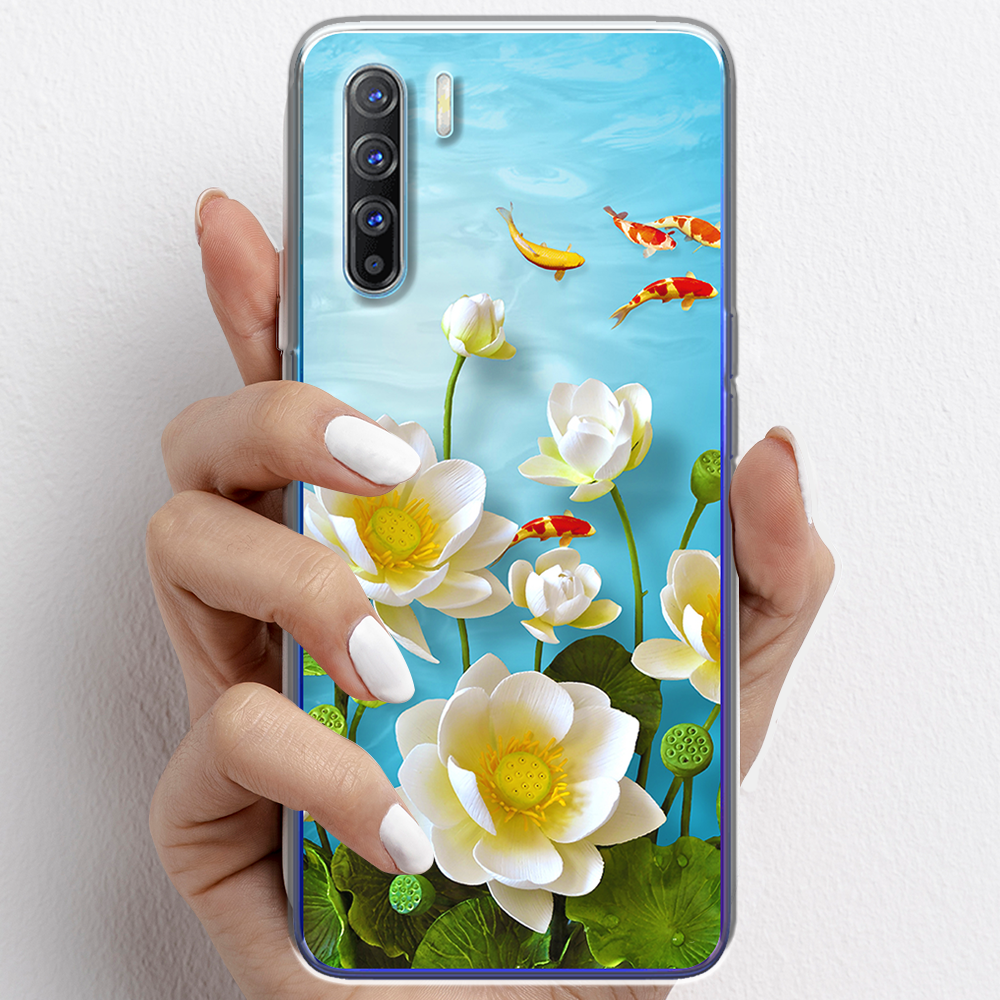 Ốp lưng cho Oppo Reno3, Reno3 Pro nhựa TPU mẫu Hoa sen cá chép đỏ