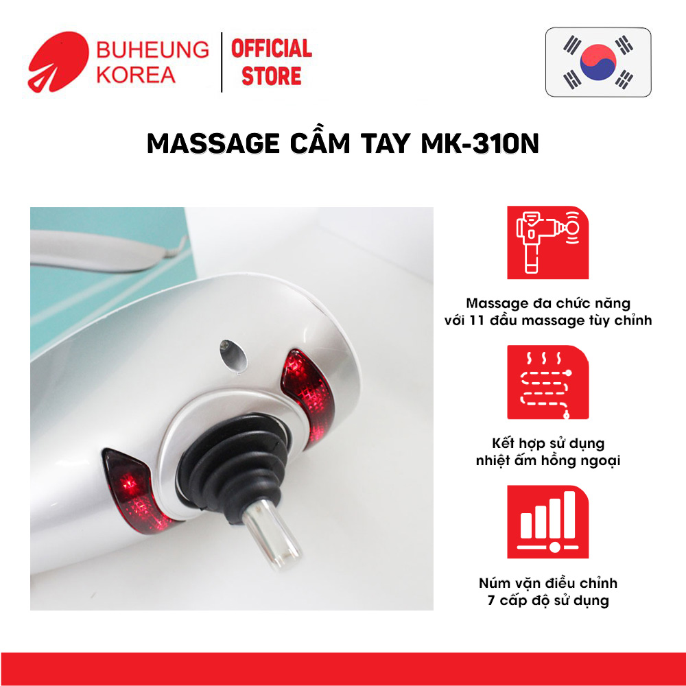 Máy Massage cầm tay Buheung MK-310, 7 chế độ, 11 đầu massage, bảo hành chính hãng 12 tháng