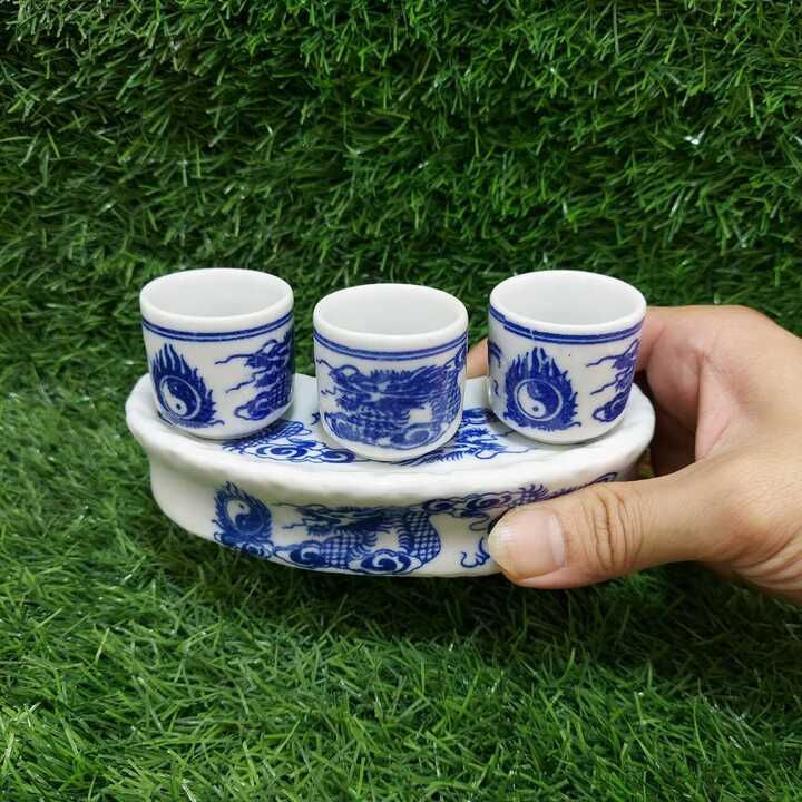 Bộ ly cúng bàn thờ gốm sứ Bát Tràng cao cấp – Đồ thờ cúng tráng men chất lượng đảm bảo
