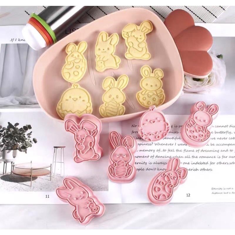 (RẺ VÔ ĐỊCH) Sét 6 khuôn nhấn tạo hình bánh quy 3D