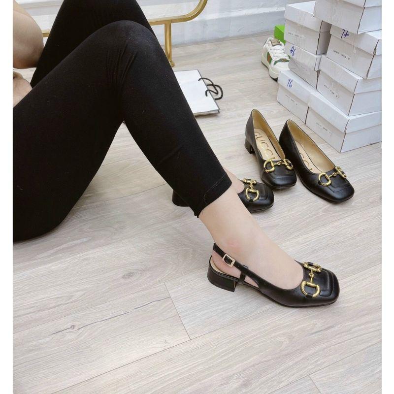 Sandal bít mũi vuông khuy ngang gân mũi hàng đẹp - 3P