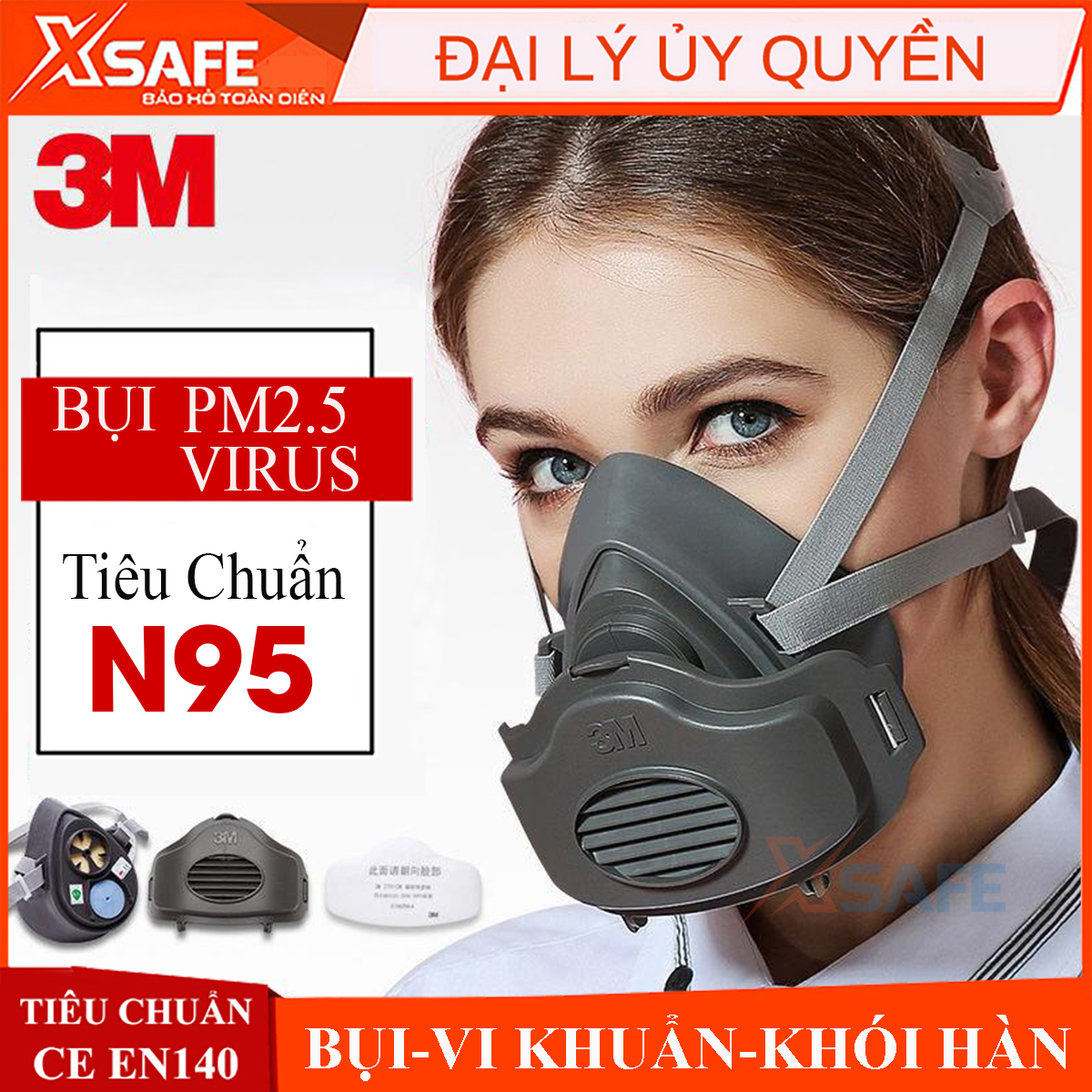 Mặt nạ phòng độc 3M 3200 - Bộ mặt nạ chống bụi khói/hơi khí hàn (3200-3744k-3700) [XSAFE]