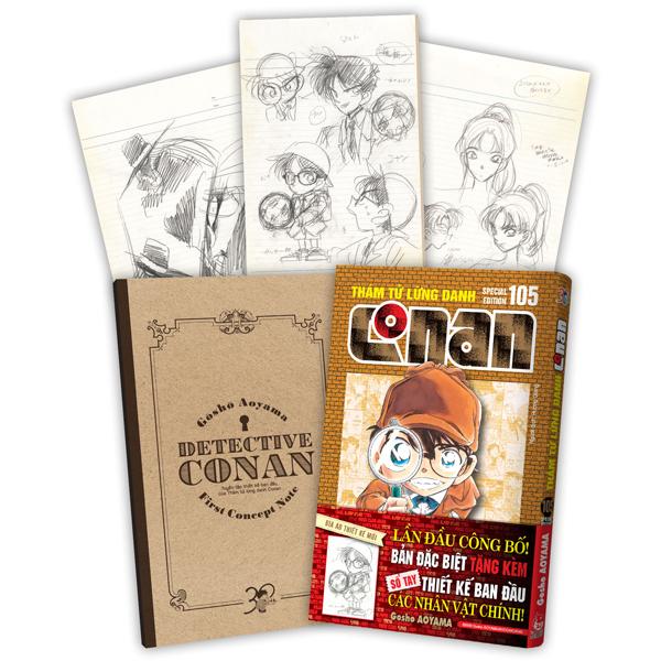 Sách - Thám Tử Lừng Danh Conan - Tập 105 - Bản Đặc Biệt - Tặng Kèm Sổ Tay Thiết Kế Tạo Hình Nhân Vật