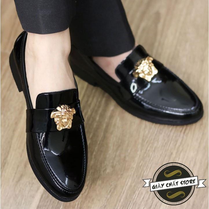Giày Lười Nam Da Lì Đế Cao Su Đúc Mã L182 Màu Đen