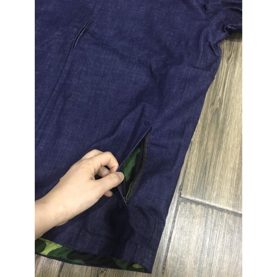 Áo chống nắng bò nam 2 lớp vải jean lót rằn ri dày mát nam tính