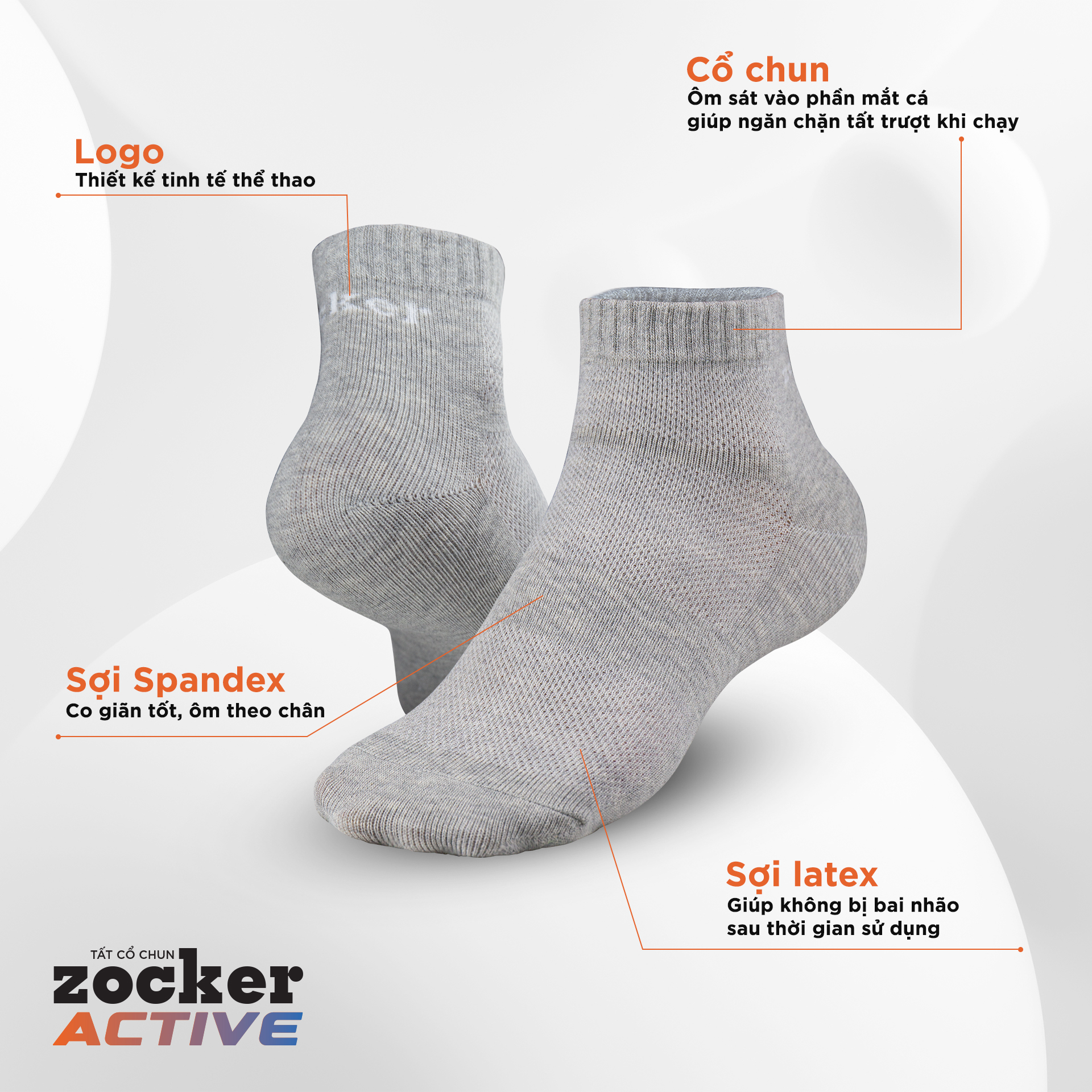 Tất Cổ Chun Zocker Active Thoáng Mát, Thấm Hút Mồ Hôi