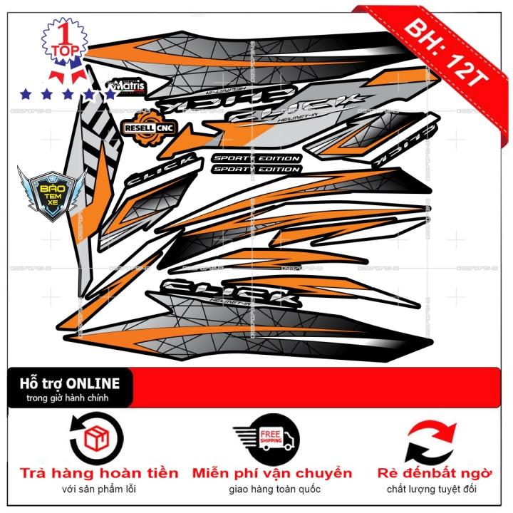 Tem rời dán xe Click vario 150 cam đen - Bi Decal