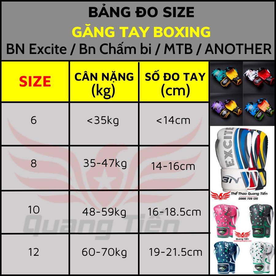 Freeship Găng tay boxing Bn tặng kèm túi đủ màu đủ size