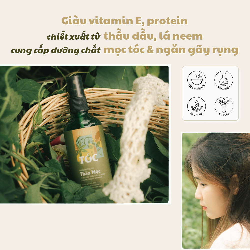 Xịt Dưỡng Tóc Thảo Mộc the FleurA Ngăn Rụng Tóc Giúp Mọc Tóc Nhanh Ngăn Nấm Da Đầu