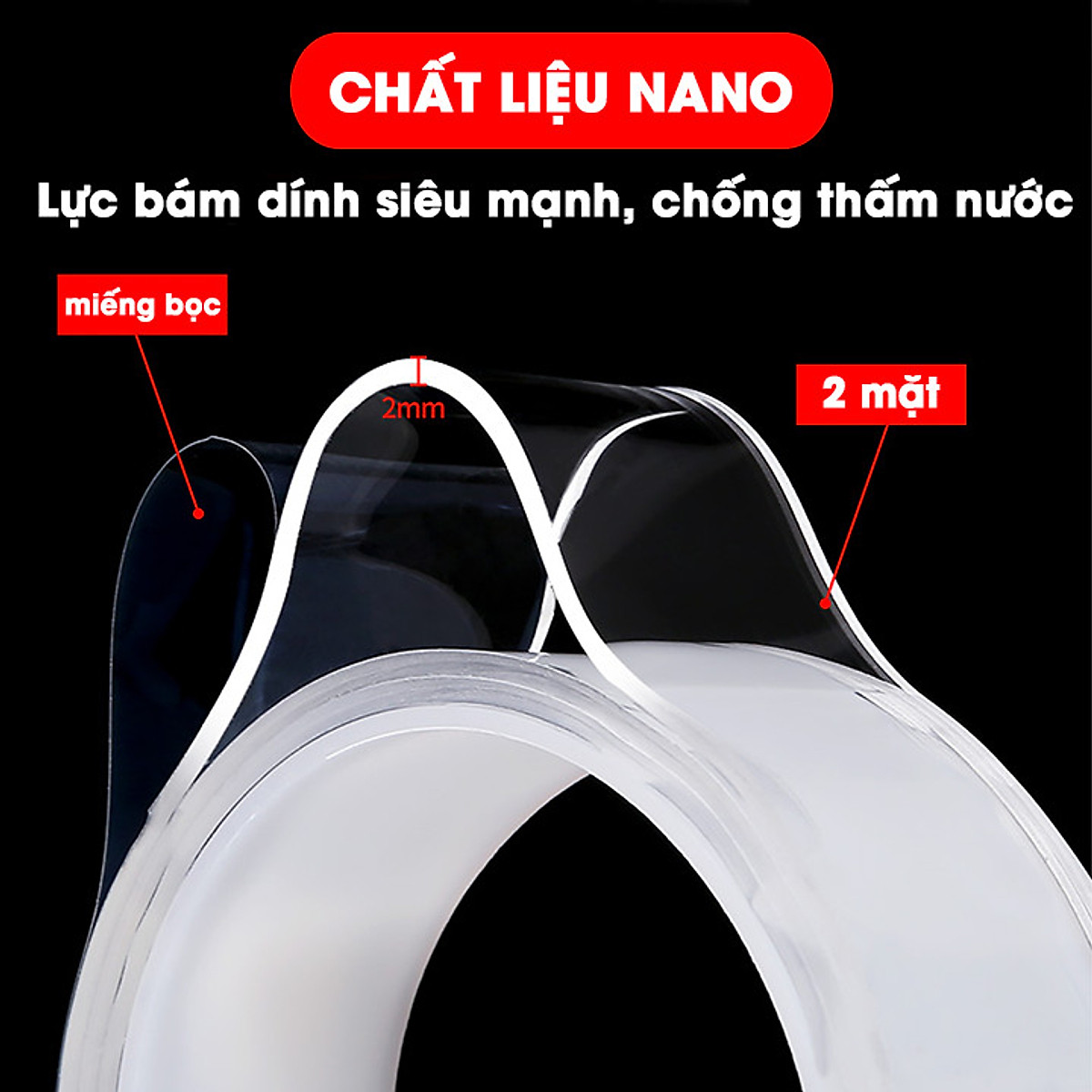 Băng Keo Nano Dán 2 Mặt Trong Suốt - Băng Dính  Đa Năng - Dán Tường Treo Đồ, Treo Tranh Ảnh, Cố Định Vật,...Hàng Cao Cấp Chính Hãng MINIIN