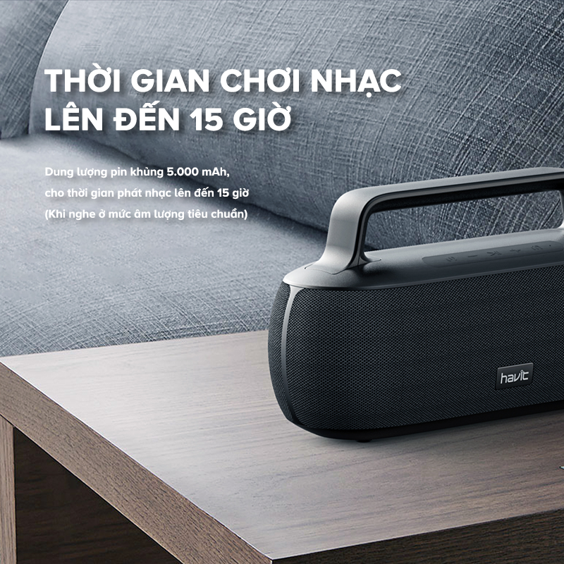 Loa Bluetooth HAVIT SK816BT Công Suất 30W, BT 5.0, Kháng IPX7, Thời Gian Chơi Nhạc Lến Đến 15h - Hàng Chính Hãng