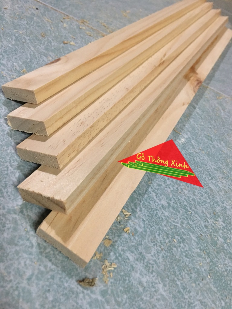 Bó 5 thanh gỗ vuông tuyển đẹp dài 50cm, rộng 4cm, dày 1.5cm dùng làm khung sườn, làm kệ, trang trí