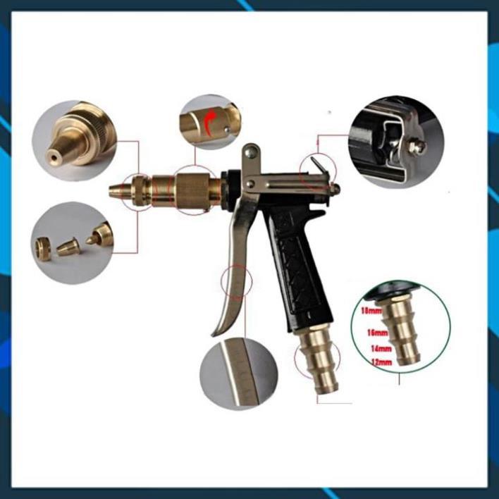 ️ Bộ dây vòi xịt nước rửa xe, tưới cây , tăng áp 3 lần, loại 7m, 10m 206236 đầu đồng, cút đồng,nối đồng