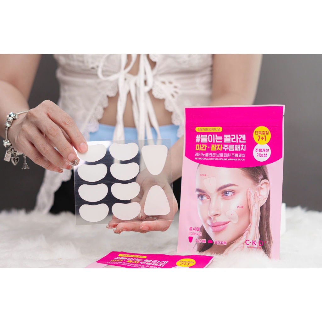 Miếng Dán Chống Lão Hóa CKD GUARANTEED Retino Collagen Volufiline Wrinkle Patch – Mờ Nếp Nhăn, Căng Da Tức Thì (5 miếng)