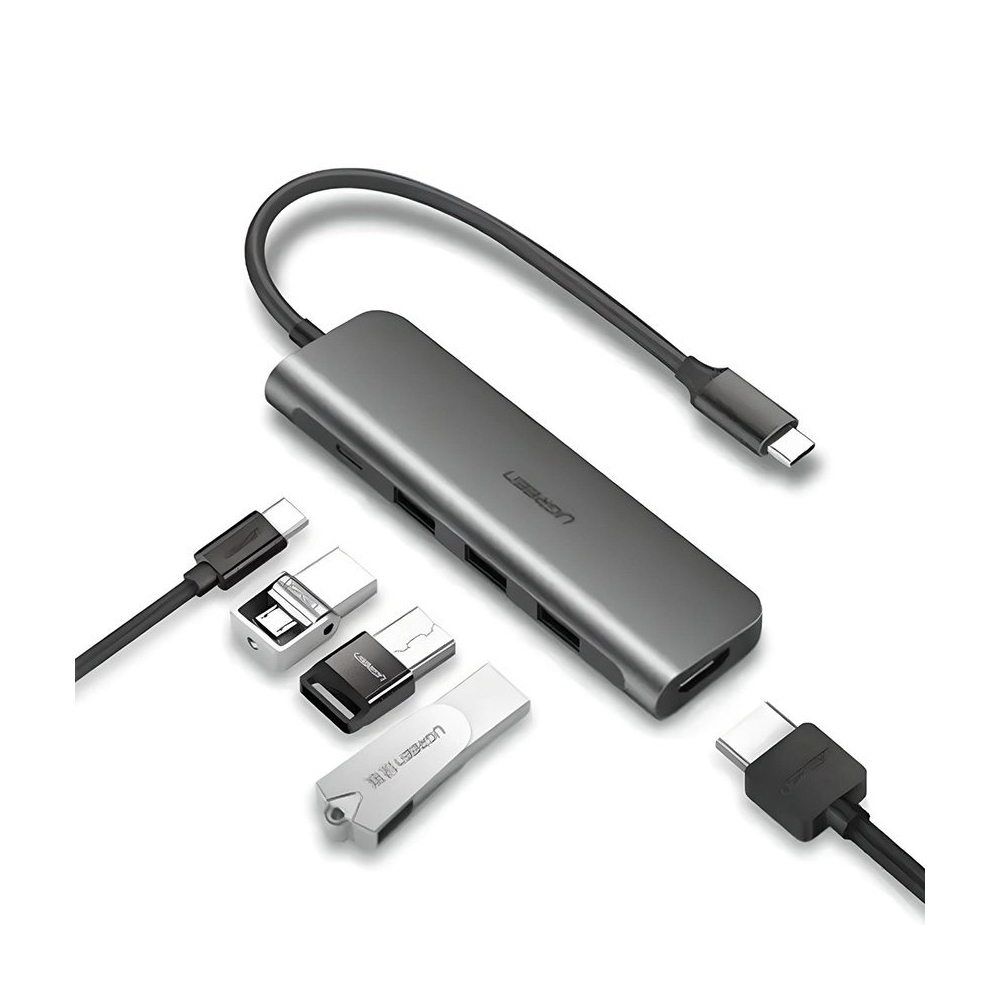 Bộ Chuyển Đổi USB-C Sang 3* USB 3.0+HDMI +3.5mm Ugreen – Hàng Chính Hãng